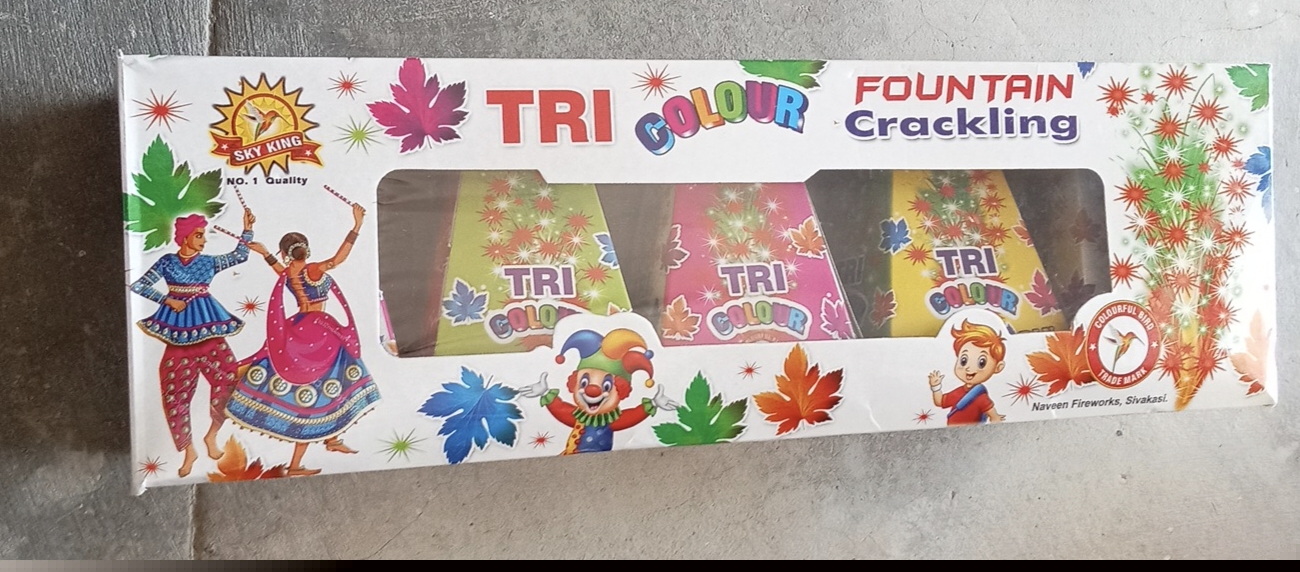 Tri Colour Fountain with Crackling (5 Pcs)